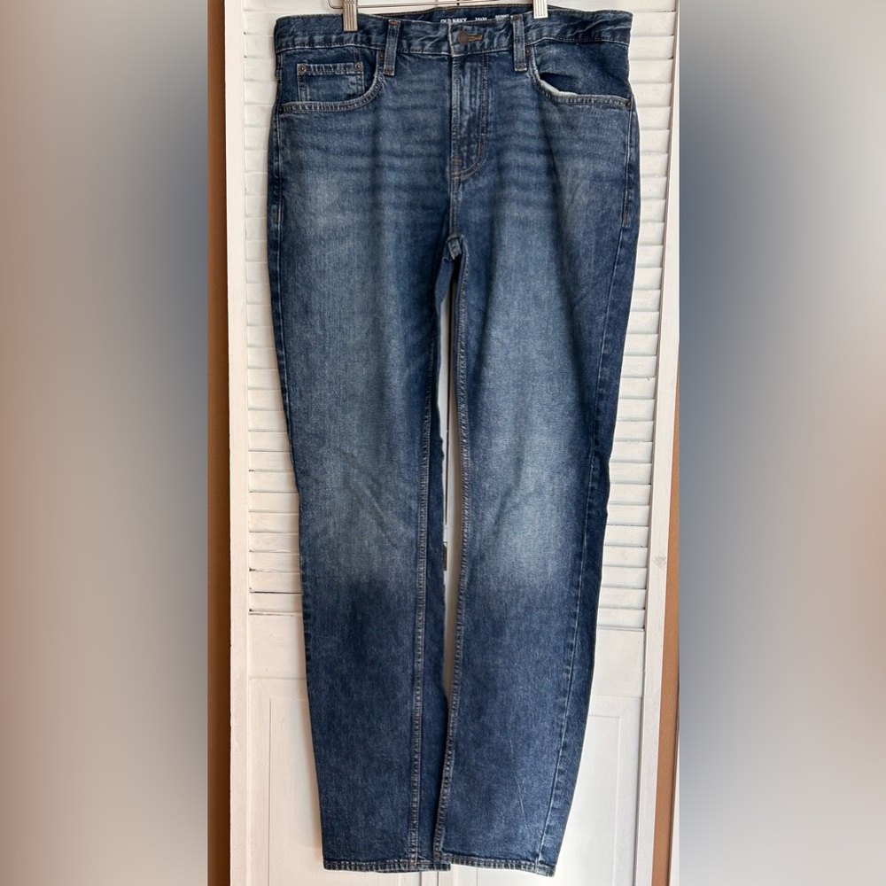 Mens Size 34x34 Old Navy Skinny Stretch blue jeans built in flex 34 x 34
